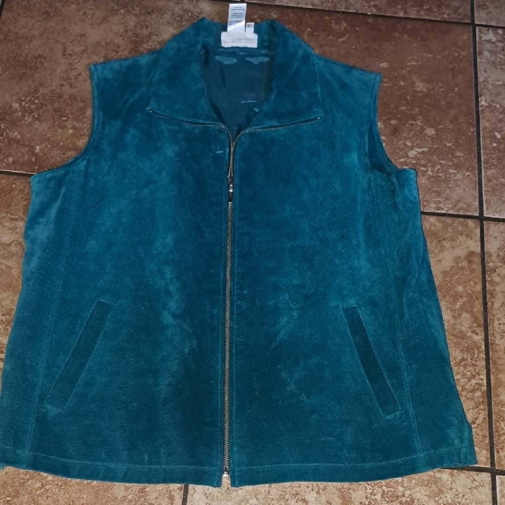 Coldwater Creek Blue Vest Plush Corduroy